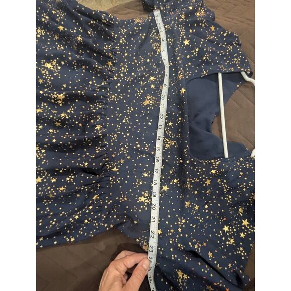 Gorgeous long sleeve navy cupcake style tiered dress w/gold foil star print 3X - Picture 7 of 10